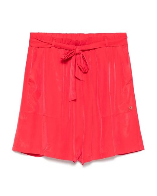 Liu Jo Red Logo-Plaque Shorts