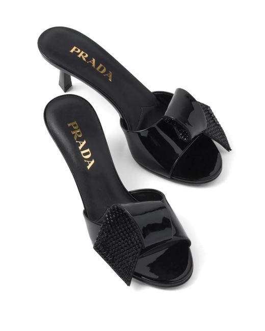 Prada Black Heeled Mules