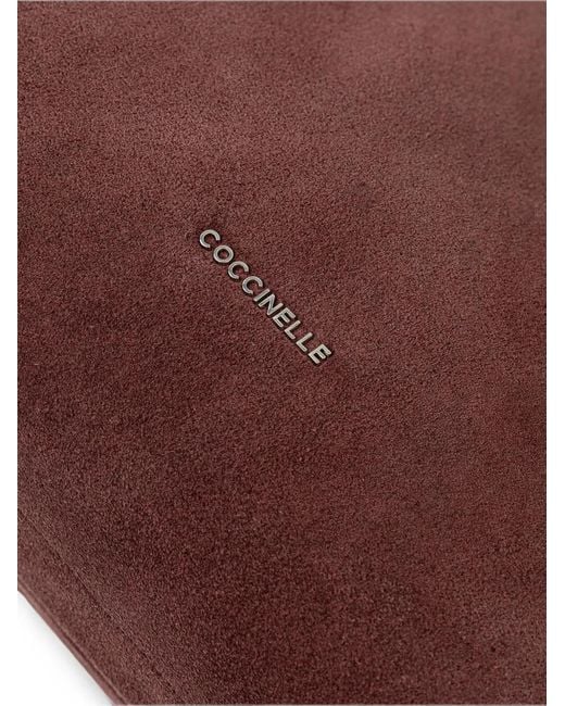 Coccinelle Purple Small Braided-Handle Suede Tote Bag