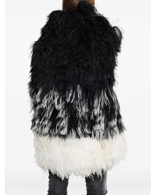 DSquared² Black Feather-Trimmed Jacket