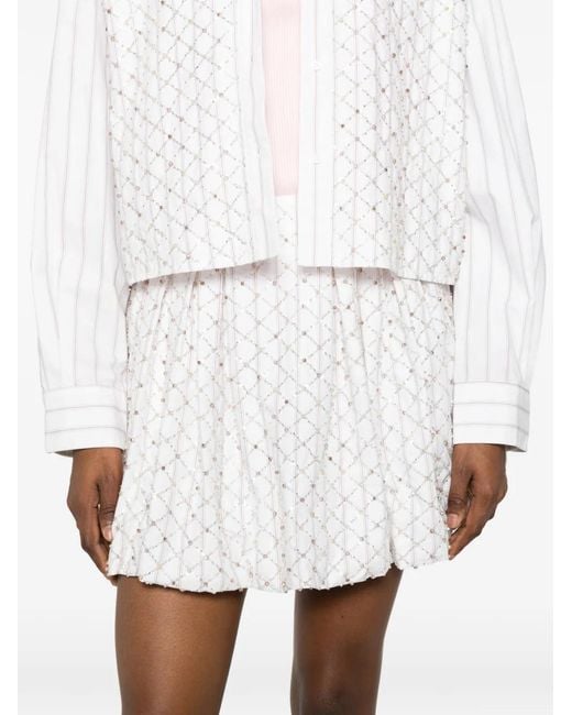 Maje White Embellished Bubble Mini Skirt
