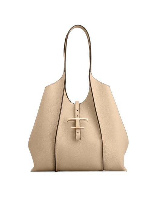 Tod's Natural T Timeless Leather Tote Bag