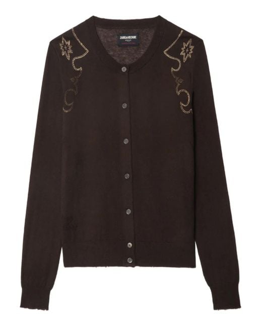 Zadig & Voltaire Black Embellished Cashmere Cardigan