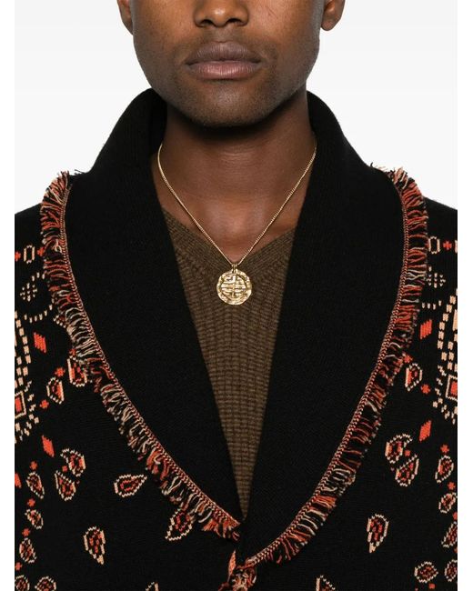 Alanui Black Bandana Jacquard Cardigan for men