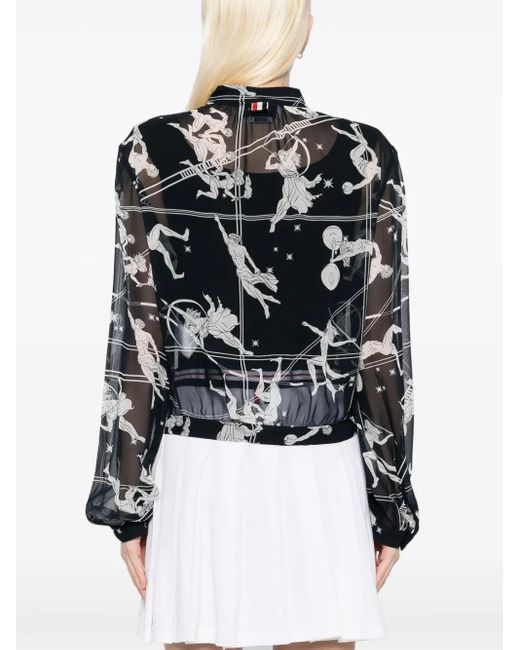 Thom Browne Black Gathered Blouse