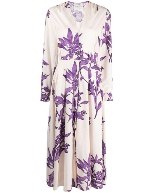 Robe-chemise plissée à fleurs Forte Forte en coloris Purple
