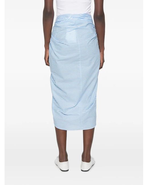 Frankie Shop Blue Thira Striped Wrap-Style Skirt