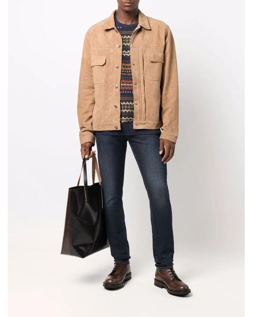 424 Multicolor Button-Up Leather Jacket for men