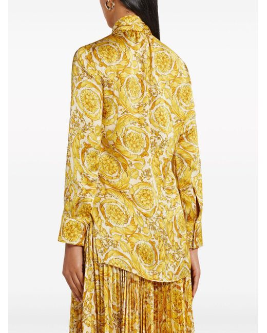 Versace Yellow Barocco-print Silk Shirt