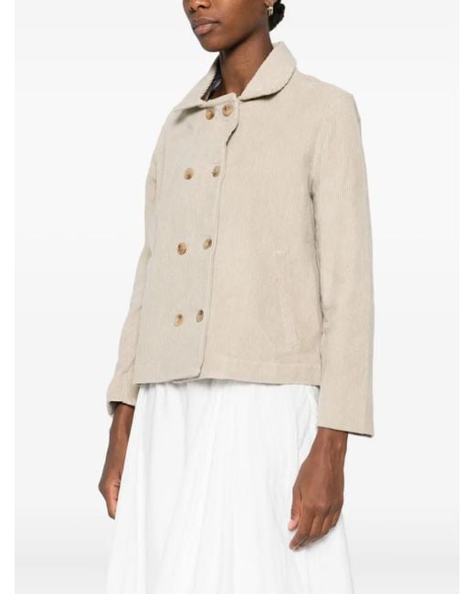 Whyci Natural Corduroy Double-Breasted Jacket