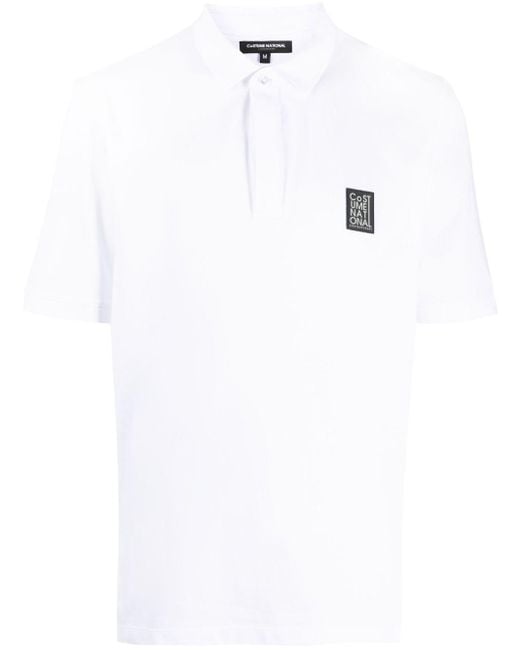 CoSTUME NATIONAL White Logo-patch Piqué Polo Shirt for men