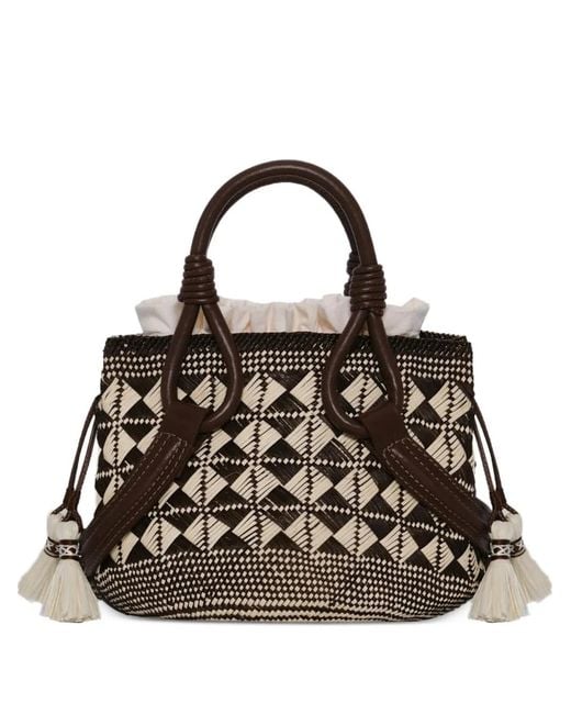 Johanna Ortiz Black Mini Fluid Grace Geometric-Pattern Tote Bag