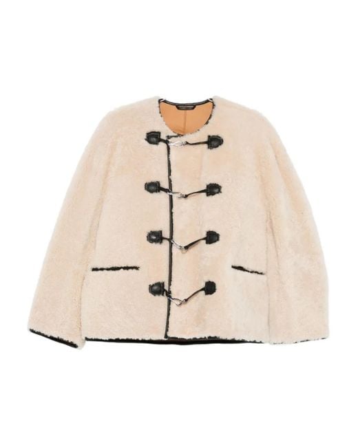 Totême  Natural Teddy Shearling Clasp Jacket
