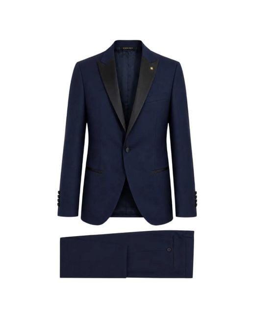 Manuel Ritz Blue Single-Breasted Suit for men