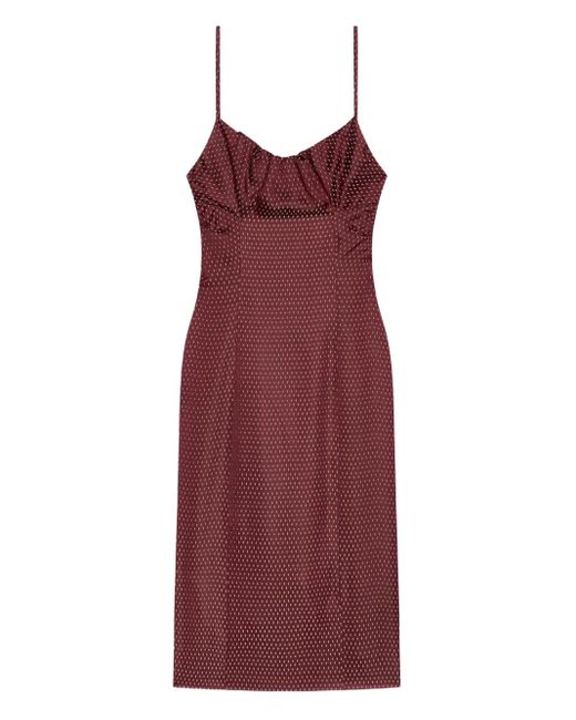 Dries Van Noten Red Polka-Dot Pattern Midi Dress