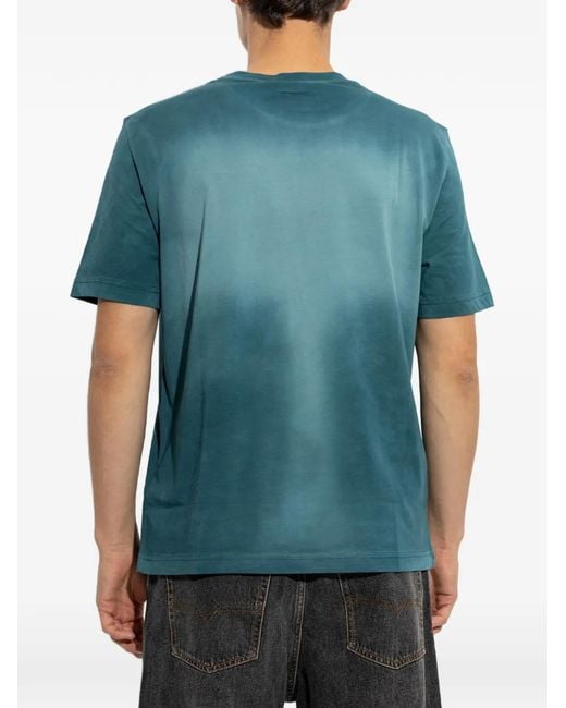 DIESEL Blue Logo-Embroidered T-Shirt for men