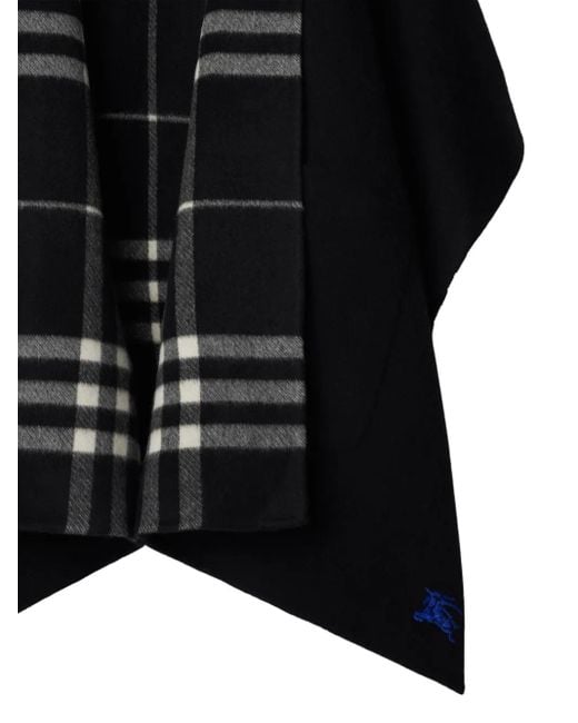 Burberry Black Reversible Check Cashmere Cape