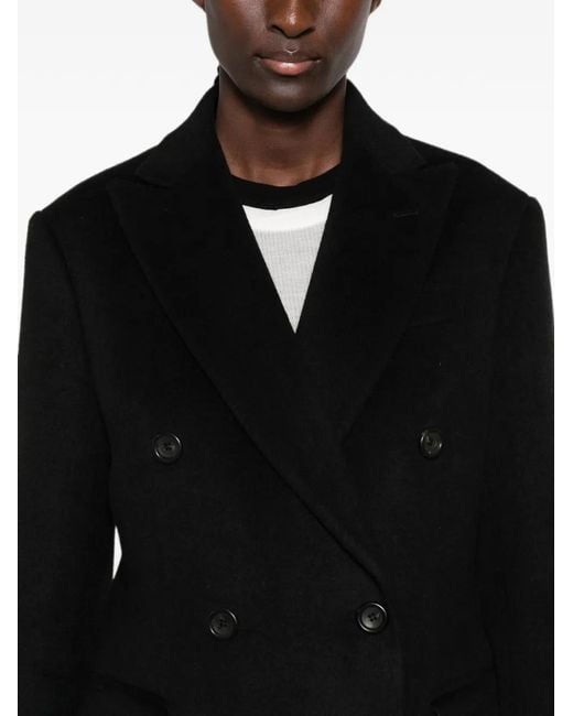 Eraldo Black Double-Breasted Peaked-Lapels Coat