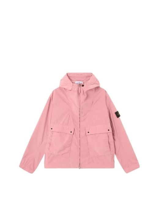 Stone Island Pink 4100052 Light Compact Touch Poly-Tc Hooded Jacket for men