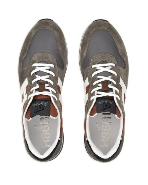 Hogan Brown H383 Panelled Leather Sneakers for men