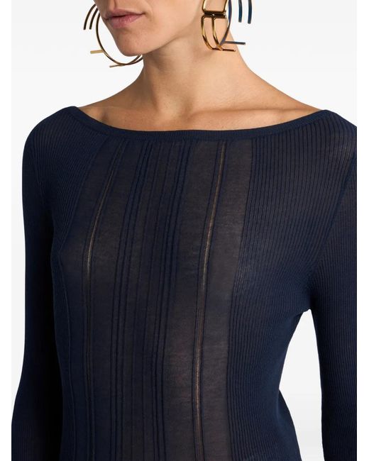 Etro Blue See-Through Jacquard Sweater