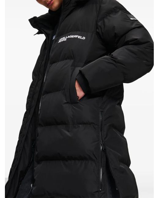 メンズ Karl Lagerfeld フーデッド パデッドコート Black