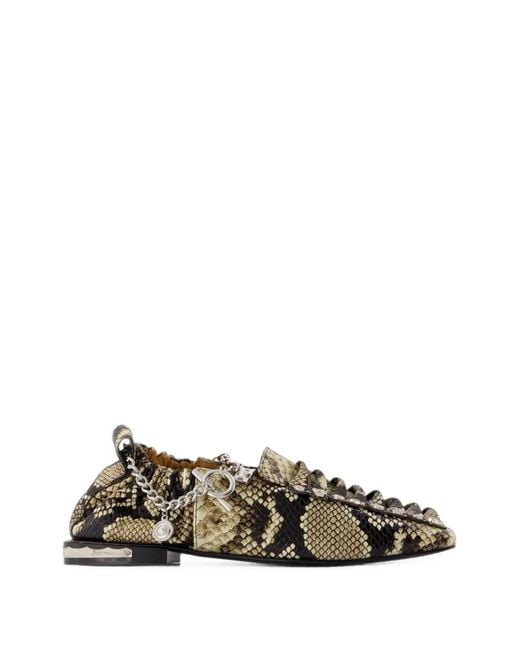 Toga Natural Snakeskin-Effect Studded Ballet Flats