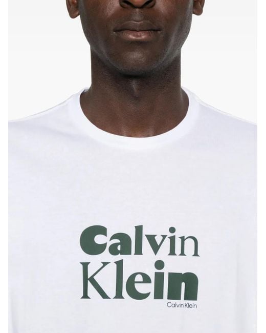 Calvin Klein White Logo-Print T-Shirt for men