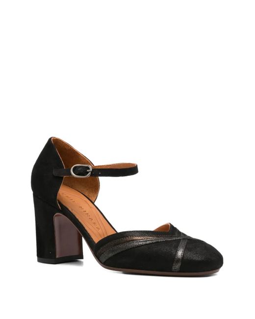 Chie Mihara Black 80Mm Ankle-Strap Block-Heel Pumps