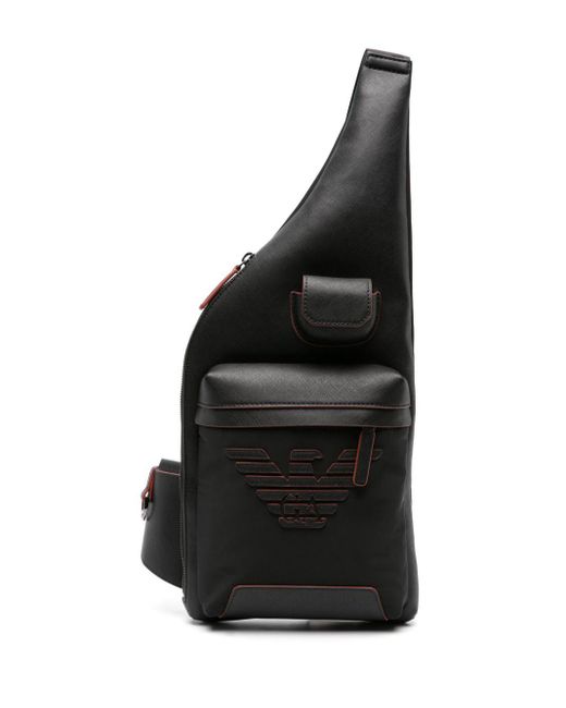 Emporio Armani Black Logo-appliqué One-shoulder Backpack for men