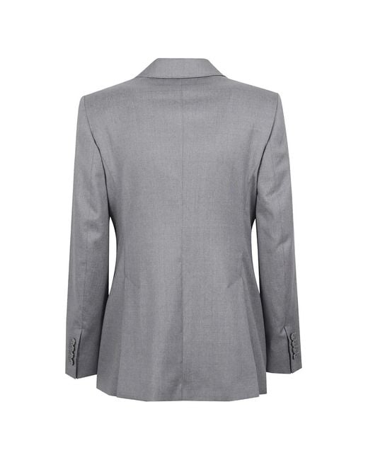 Max Mara Gray Double-Breasted Virgin-Wool Jacket