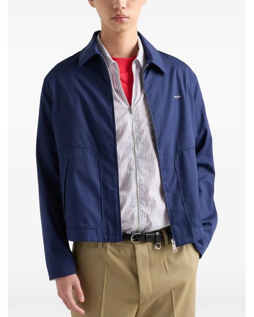 Prada Blue Zip Logo Jacket for men