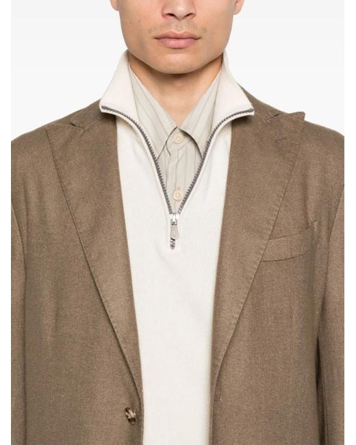 Boglioli Brown Patch-Pocket Single-Breasted Blazer for men
