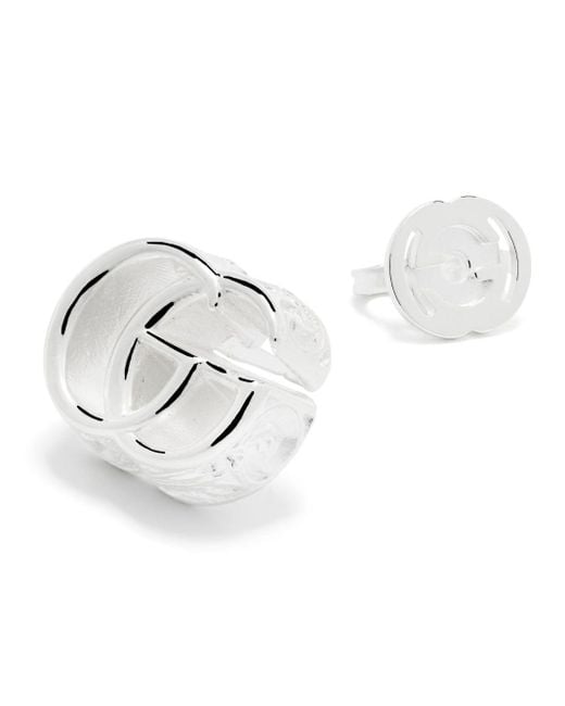 Gucci White Double G Stud Earrings