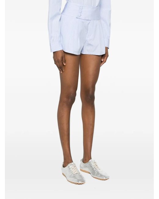 FRAME White Button Striped Shorts