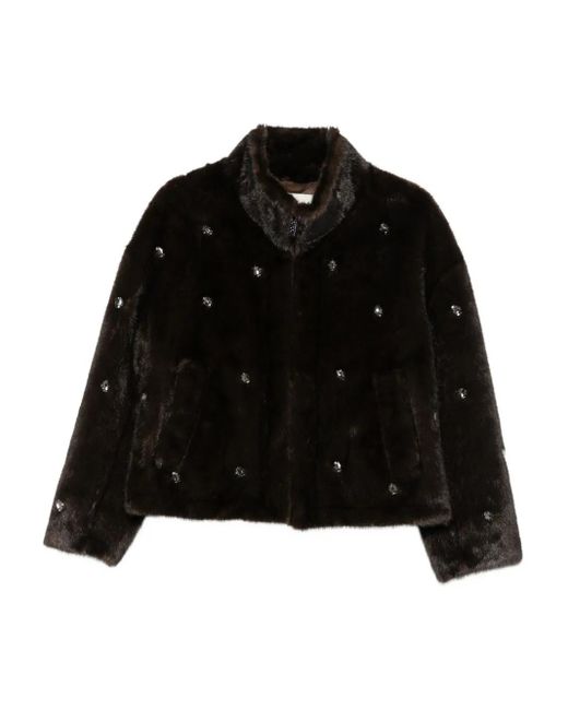 ViCOLO Black Crystal-Embellished Coat