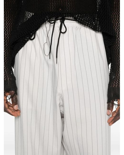 Y-3 White Striped Drawstring Trousers for men