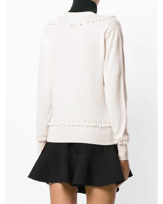 Barrie White Romantic Timeless Cashmere V Neck Pullover