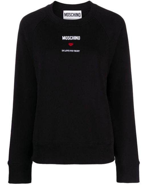 Moschino Black Embroidered-logo Cotton Sweatshirt