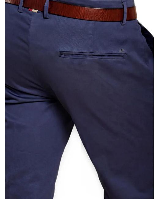 Mason's Blue Torino Flex Logo-Embroidered Turn-Up Trousers for men