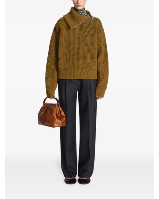 Dries Van Noten Blue Pleated Wool Pants