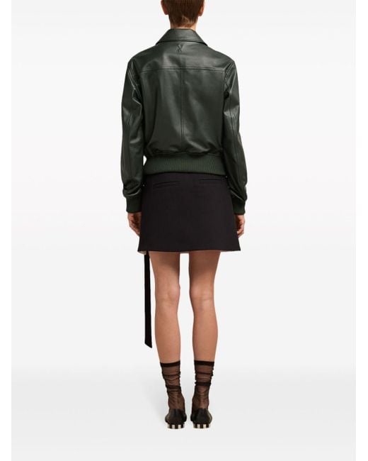 AMI Green Zip-up Leather Jacket
