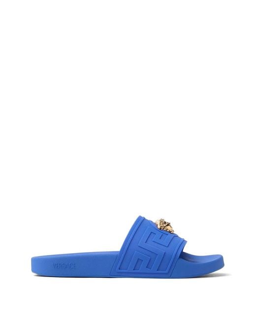 Versace Blue La Medusa Rubber Sliders for men