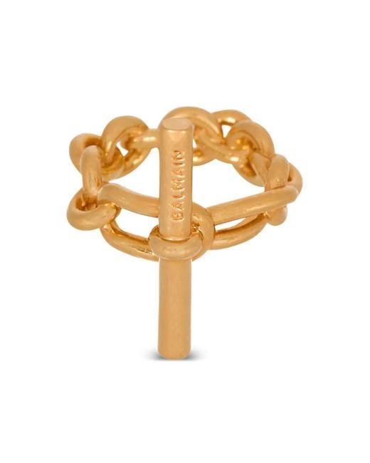 Bague À Détail De Chaîne Balmain en coloris Metallic