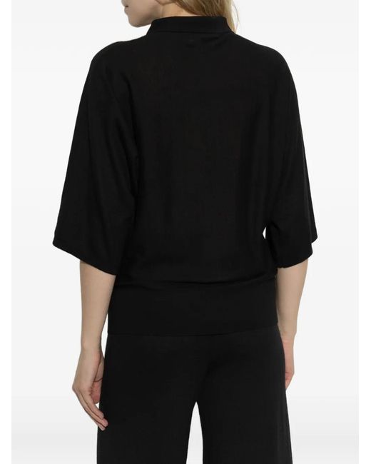 Lisa Yang Black Norie Three-Quarter Polo Shirt