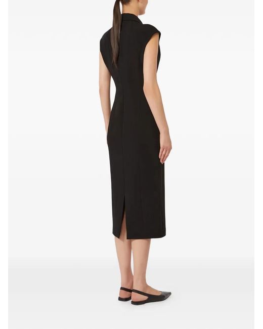 Max Mara Black Mstalga Collared Zip-Fastening Midi Dress