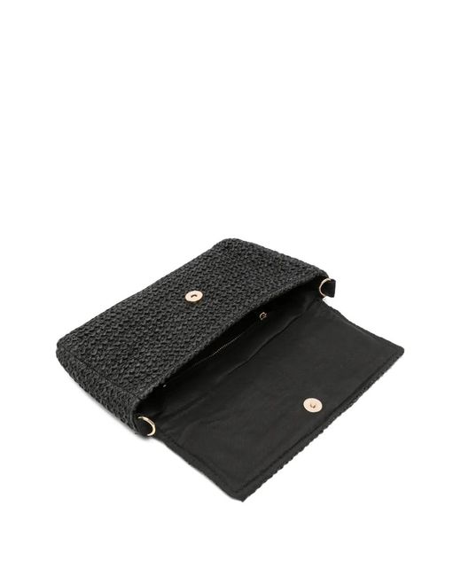 Marc Ellis Black Logo-Embroidered Woven Cross Body Bag