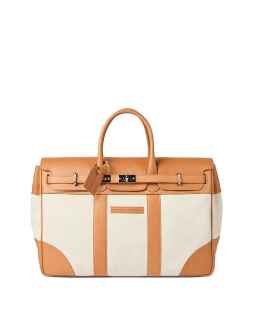 Brunello Cucinelli Natural Leather-Trimmed Canvas Holdall for men