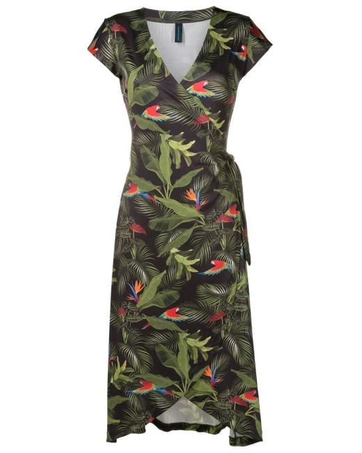 Lygia & Nanny Green Falcão Kleid Mit Botanischem Print