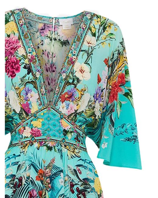 Camilla Green Gardens Of Queluz Floral-Print V-Neck Dress